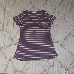 Glitz Purple and White Striped Short Sleeve Tee